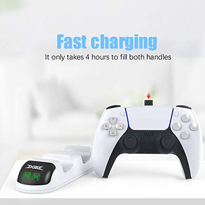 PS5 Controller Charger Station Dual Charging Dock - LED Indicator USB-C Stand with Overcharge Protection - Compact PlayStation 5 Charging Base for DualSense Controllers & Gaming Setup