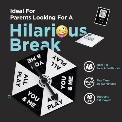 Never Have I Ever Card Game - Parent Edition, Fun and Engaging Adult Party Games for Game Night, Date Night, or Vacation, Includes Hilarious and Relateable Prompts for Couples with Kids, Ages 17+ | Viral, Conversation Starter Cards; Adults ONLY; Uncover S