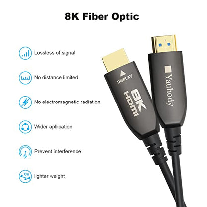 Real 8K HDMI Fiber Optic Cable 100ft, Ultra High Speed 48Gbps HDMI 2.1 Over Fiber, Supports 10K, 8K@60Hz, 4K@144Hz/120Hz/60Hz, HDCP 2.2 & 2.3, 4:4:4,eARC, Dynamic HDR 10, 3D(100ft) - size: 100 feet (Fiber HDMI)