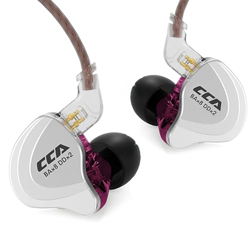 CCA C10 in Ear Monitor Headphone 10 Hybrid Drivers Wired Earbud 4BA 1DD HiFi IEM Earphones Stereo Noise Isolating Earphone with Detachable Cable for Musicians Singers Studio Audiophiles Dj PC - color: Purple, size: Without Mic