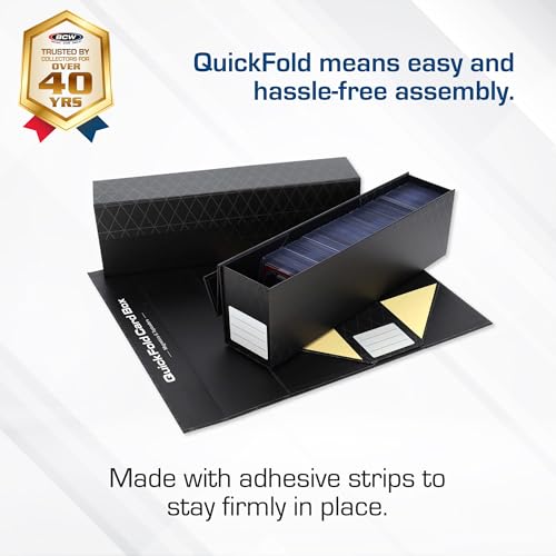BCW QuickFold® Card Storage Boxes for Magnetics & Toploaders – 3 Pack | Trading Card Holder Box with Magnetic Closure | Easy Fold Assembly for Sports and TCG Cards - size: 3 Pack