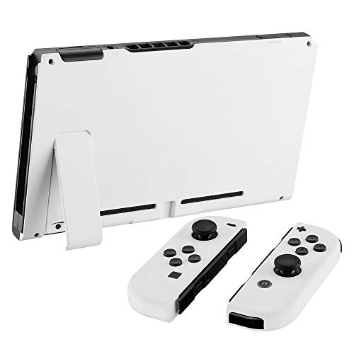 eXtremeRate DIY Replacement Shell Buttons for Nintendo Switch, White Back Plate for Switch Console, Custom Housing Case with Full Set Buttons for Joycon Handheld Controller [Only Shell, NO Console] - color: White