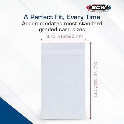BCW Resealable Graded Card Sleeves | 200 Pack | Universal Fit for PSA, Beckett, SGC & More | Acid-Free Archival Polypropylene | 3¾ x 5½ with 1” Flap - style: 200 Pack