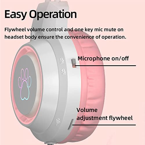 Gaming Headset with Removable Cat Ears, 3.5mm Wired Headphones with Adjustable Microphone, Extendable Padded headband, Noise Cancelling and RGB Light Headphones for Xbox/PS4/Switch/Mac/Phone (Green)