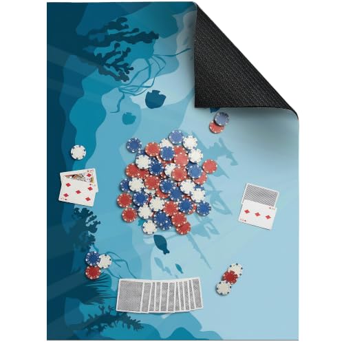 Board Game Mat for Table 31 x 55 Inches, Waterproof Neoprene Gaming Playmat for Mahjong, Poker, Board Games, Card Games, Tile Games, Dominoes & RPG–Large Portable Table Cover (Ocean Blue) - color: Ocean Blue, size: 31" x 55"