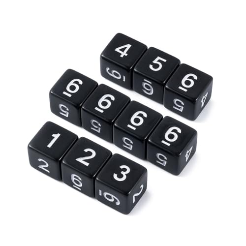 10 Pieces Polyhedral D6 Dice Set, 6 Sided Dice 16mm Square Edge Dice for RPG MTG DND Table Games (Black) - color: Black