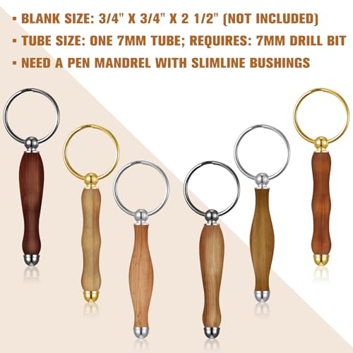 XunYee 12 Pcs WoodTurning Keychain Kit Woodturning Project Kit Wood Turning accessories Mandrel Woodturning keychain for Carpentry woodworker gift(Silver, Black, Gold) - color: Silver, Black, Gold