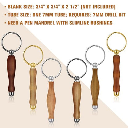 XunYee 12 Pcs WoodTurning Keychain Kit Woodturning Project Kit Wood Turning accessories Mandrel Woodturning keychain for Carpentry woodworker gift(Silver, Black, Gold) - color: Silver, Black, Gold