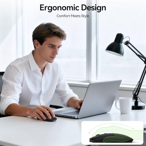 TECKNET Wireless Mouse, 4800 DPI Rechargeable Bluetooth Mouse for Laptop | Bluetooth 5.2/3.0 & 2.4G, Ultra-Thin, 6-Level Adjustable 4800 DPI Computer Mouse for Mac OS, iPad, Windows, Android - color: black