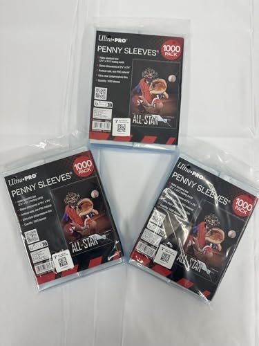 Ultra PRO Penny Sleeves, Clear Trading Card Sleeves, Standard Size 2.5 x 3.5 Inch, 1000 Count Pack, 3 Pack Bundle