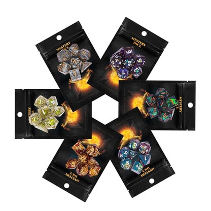 7PCS Mystery Sharp Edge Dice Set, Handmade Resin Transparent Glitter RPG Polyhedral Dice Set D&D for Role Playing Games and Other Tabletop Game, DND Gifts - color: Mystery-sharp Edge