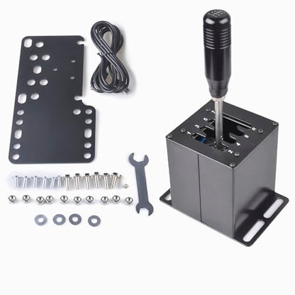 CNRAQR PC USB Simulator Shifter 7+R H Gear Shifter with Desk/Chair Mount Bracket Plate for Gear shift PC Windows Steering Compatible with LO GITECH G29/G27/G25/G920, T300RS/GT Wheel - color: 7R+Plate