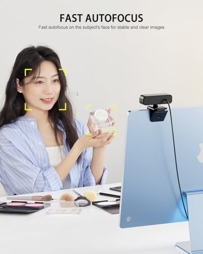 4K UHD Ring Light Webcam for PC, 1080P Web Camera with Dual AI Noise-Cancelling Mics, Auto Light Correction, Privacy Cover, 73°FOV, PDAF Autofocus, Privacy Cover, for Streaming, Conference, Zoom