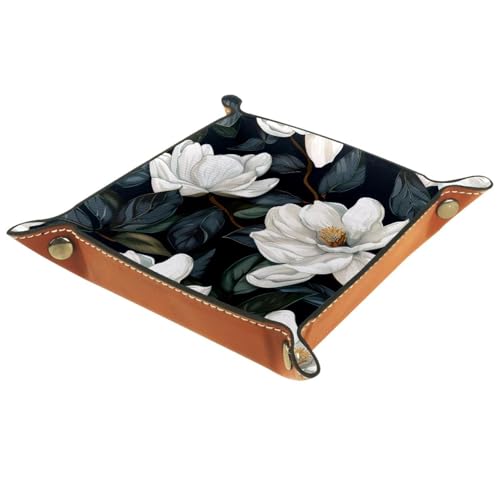White Flower Magnolias Dice Tray Dice Rolling Tray Folding Dice Holder for Dice Games, Like RPG, DND and Other Table Games - color: Multi 19