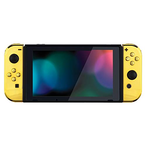 eXtremeRate DIY Replacement Shell Buttons for Nintendo Switch & Switch OLED, Chrome Gold Custom Housing Case with Full Set Button for Joycon Handheld Controller - Console Shell NOT Included - color: Chrome Gold