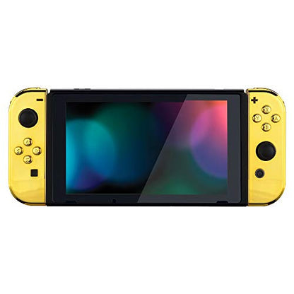 eXtremeRate DIY Replacement Shell Buttons for Nintendo Switch & Switch OLED, Chrome Gold Custom Housing Case with Full Set Button for Joycon Handheld Controller - Console Shell NOT Included - color: Chrome Gold