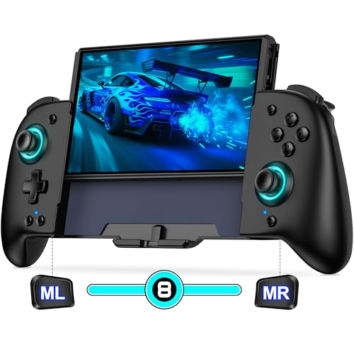 GIGEEKNY Switch Controllers Compatible with Nintendo Switch/Switch OLED, One-Piece Joypad Controller Replacement for Switch Pro Controller with 9 Lights Color, Turbo, Macro, KeyLinker APP