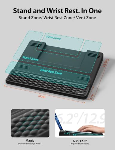 Vaydeer Wrist Rest with Laptop Stand, Ergonomic Laptop Wrist Support for Keyboard, Soft Memory Foam Wrist Pad for Desk, Carpal Tunnel Pain Relief for Typing Home Office