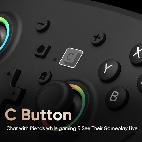 BETMI Wired Pro Controller for Switch 2, C Button | 9-Axis, Hall Effect Joysticks Gamepad, Macro/Programmable, Back Button, Dual Vibration, 3.5mm Audio Jack - color: Black