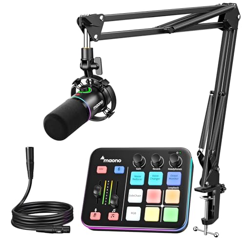 MAONO G1 NEO & PD200XS Gaming Bundle: Audio Mixer and XLR Dynamic Mic | noise reduction, live podcast sessions, recording, creator desk setup, fun controls, complete starter streaming workflow
