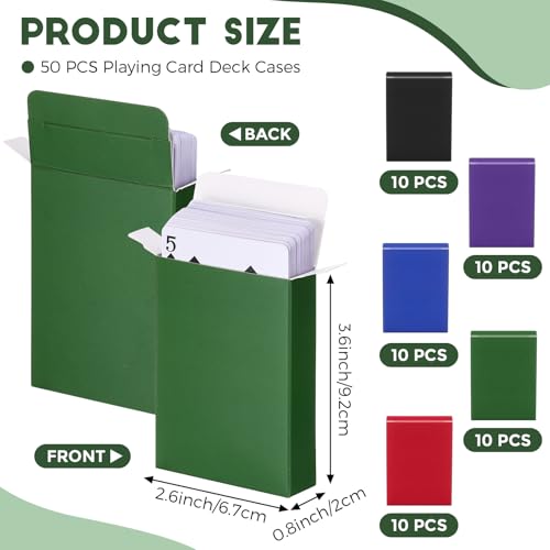 Jexine 50 Pieces Playing Card Box Deck Boxes Empty Playing Case Card Holder Bulk Organize Storage Board Game Box Fits Baseball Trading (Red,Blue,Green,Black,Purple) - color: Red, Blue, Green, Black, Purple