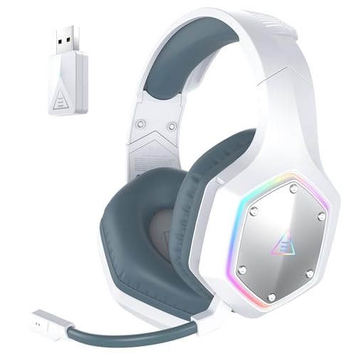 EKSA 2.4GHz Wireless Gaming Headset for PC, PS4, PS5, Gaming Headphones with Noise Cancelling Microphone, 7.1 Surround Sound, 36-Hr Battery Gamer Headset for Computer, Laptop, 3.5mm Wired Headphones - color: Blue