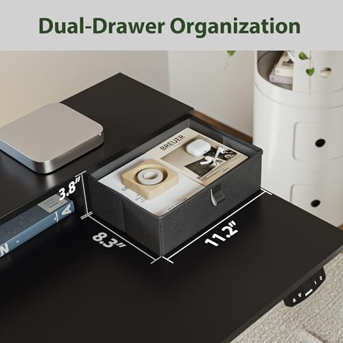 Agilestic 48 x 24 Inches Electric Standing Desk with 2 Storage Drawers, Adjustable Height Sit and Stand Computer Table with Splice Board, Black - color: Black, size: 48 x 24 Inches with 2 drawers