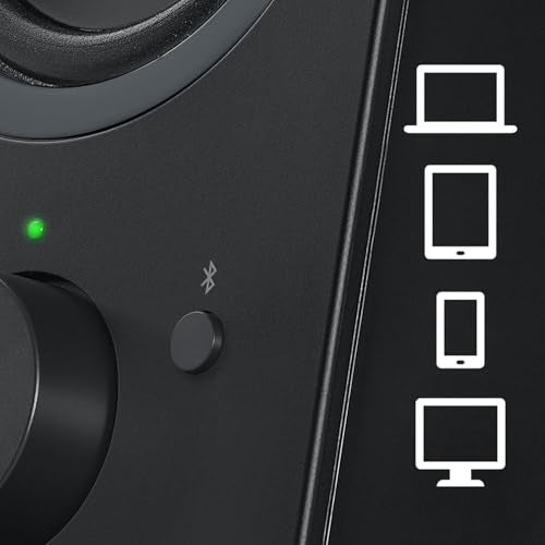 Logitech Z207 2.0 Stereo Computer Speakers with Bluetooth | 10 Watts peak power, active drivers with passive radiators, 3.5 mm input and headphone jack, ideal for PC setups - size: 9.5"x3.5"x4.9"