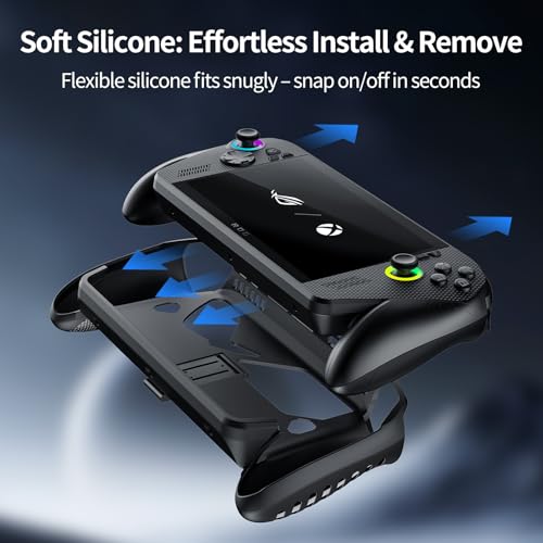 Protective Case with Kickstand for ASUS ROG Xbox Ally X 2025 - Shockproof TPU Cover with Stand, Non - Slip & Anti- Collision Handheld Game Console Accessories (Black) - color: Black