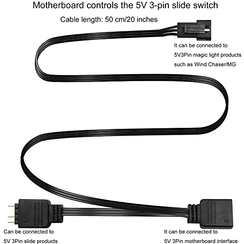 Adapter Cable for 5V 3-pin Aura 20Inch MSI Mystic Light Gigabyte RGB Fusion Connect to Any 3-Pin SM Connector (+5V,Data,GND) ARGB Lightings for LED Strips, Splitter Cable