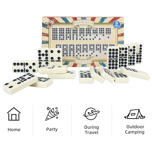 Offelec Double 9 Dominoes Set, 55 Tiles Classic Board Game in Magnetic Closure Box - Premium Dominoes for Adults, Kids & Family, Perfect for Game Night, Travel & Parties, Ages 8+ Up to 6 Players - color: Double 9 Dominoes