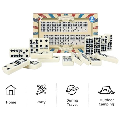 Offelec Double 9 Dominoes Set, 55 Tiles Classic Board Game in Magnetic Closure Box - Premium Dominoes for Adults, Kids & Family, Perfect for Game Night, Travel & Parties, Ages 8+ Up to 6 Players - color: Double 9 Dominoes