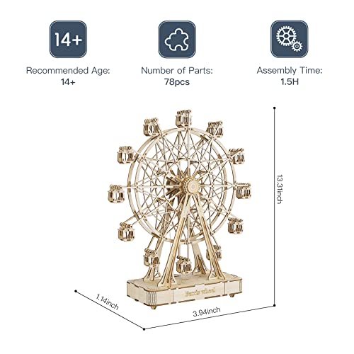 Rowood 3D Puzzles for Adults, Model Kits for Adults, Wooden Music Box,DIY Craft Kits Gifts on Birthday Christmas - Ferris Wheel (232 PCS) - style: Ferris Wheel