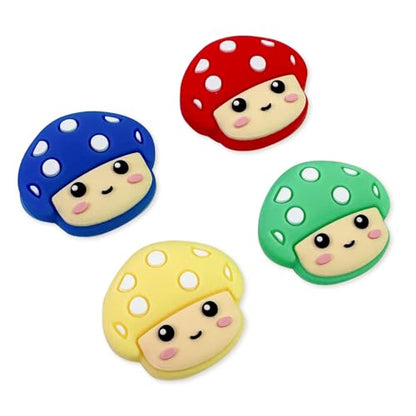 Switch Joycon Thumb Grips Caps, 4 PCS Cute Kawaii 3D Silicone Analog Thumbstick Button Cover Compatible with Nintendo Switch Lite/OLED Joystick Caps (Multicolor Mushroom) - color: Multicolor Mushroom
