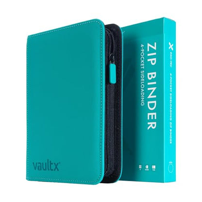 Vault X 4 Pocket Zip Trading Card Binder 160 Cards Exo-Tec (Teal) | Holds 160 standard-size TCG cards in 20 side-loading 4-pocket pages. Padded, water-resistant Exo-Tec cover. - color: Teal