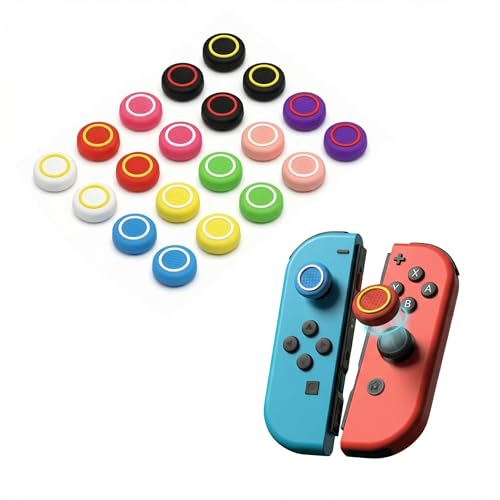 20PCS Optimized Silicone Thumb Grips & Joystick Caps for Nintendo Switch/OLED/Lite JoyCon Controllers Accessories | 10 Colors, Anti-Slip, Anti-Scratch & Enhanced Gaming Experience