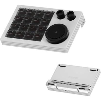 Macro Keypad Programmable Designer,Programmable Keypad with Triple Knob 16 Keys and Screen,One Handed Gaming Keyboard for iOS,Windows (White) - color: White