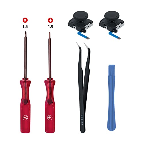 Mcbazel Joycon Joystick Replacement for Nintendo Switch, Switch OLED, Switch Lite(NOT for Switch 2) - 3D Replacement Joystick Analog Thumb Stick with +&Y-Screwdriver, Pry Tool, Tweezer Kit - color: Black