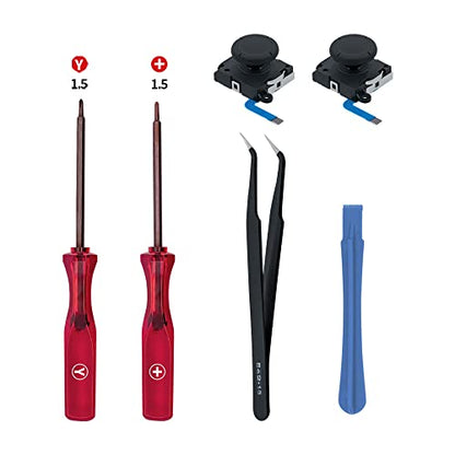 Mcbazel Joycon Joystick Replacement for Nintendo Switch, Switch OLED, Switch Lite(NOT for Switch 2) - 3D Replacement Joystick Analog Thumb Stick with +&Y-Screwdriver, Pry Tool, Tweezer Kit - color: Black