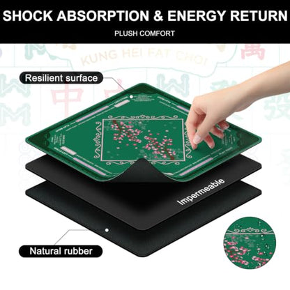 Cherry Blossom Mahjong Mat for Table with Rules, 31.5" x 31.5" Noise Reduction Non Slip Waterproof Mah Jong Table Mat with Carrying Bag, Suitable for Mahjong, Poker, Board Games, Dominoes, Card Games - color: Cherry Blossom