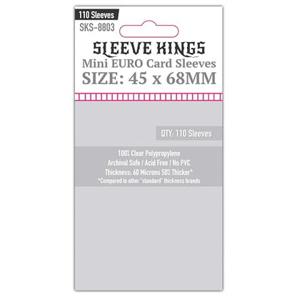 Sleeve Kings Mini Euro Card Sleeves 45 x 68 mm – 110 Pack, Extra Clear 60 Micron Polypropylene, Acid-Free, PVC-Free – SKS-8803 - size: 45 x 68 mm, style: Mini Euro