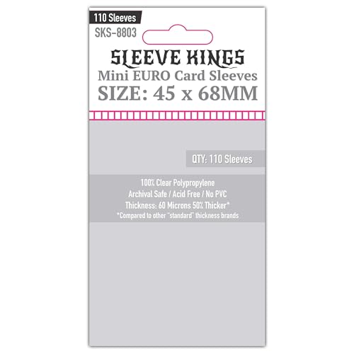 Sleeve Kings Mini Euro Card Sleeves 45 x 68 mm – 110 Pack, Extra Clear 60 Micron Polypropylene, Acid-Free, PVC-Free – SKS-8803 - size: 45 x 68 mm, style: Mini Euro