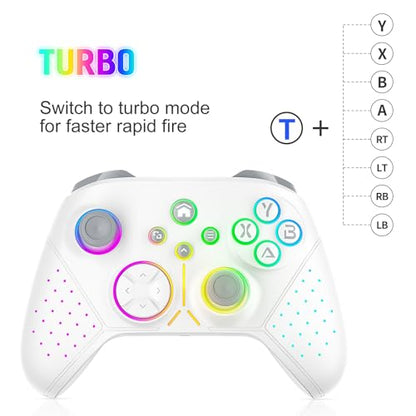 Nonbliep LED Wireless for Xbox Controller, Compatible with Xbox Series X|S, Xbox One, Windows 10/11, Gaming Controller with Turbo, Macro, 3.5mm Audio Jack, Dual Vibration White - color: White
