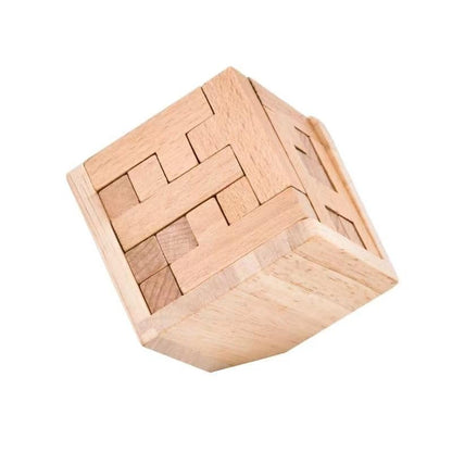 Wooden Brain Teaser Puzzles Box Brain Teasers Wooden Puzzle T-Shaped Geometric Intellectual Jigsaw Logic Cube Puzzles Mind Games for Kids and Adults - color: Original