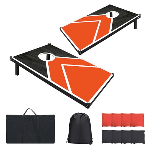 Cornhole Board Set, 3'x2' Cornhole Set, Corn Hole Boards Set, Lightweight Corn Hole Set Includes 2 Cornhole Boards, 8 Cornhole Bean Bags & Carry Case for Outdoor Games - color: US-CH401 3'x2' Cornhole Set