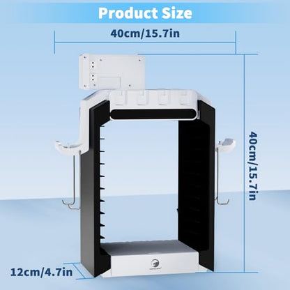 Switch Organizer Station with Controller Charger, Multifunctional Storage Stand for Nintendo Switch Dock with Controller Holder, Joy con Charging Dock and OLED Console