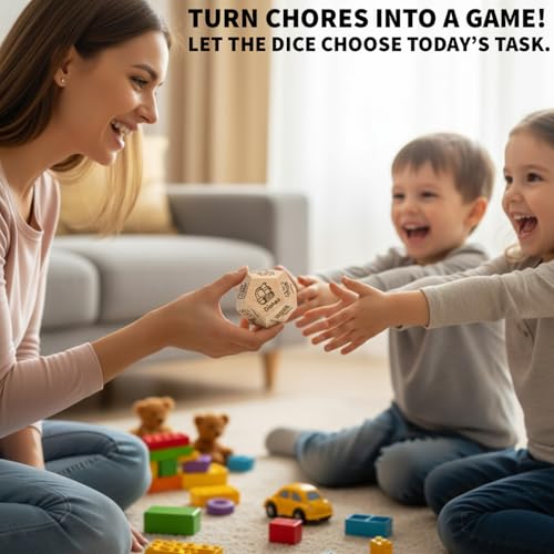 12-Sided Chore Dice, Cleaning Decision Dice for Couples | Makes cleaning fun with random chore picks; funny gift for him, her & couples. Ages 14+ only. - style: Chore Dice