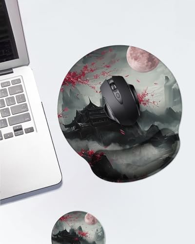 Mouse Pad with Wrist Support, Ergonomic Mouse Pad with Memory Foam Wrist Rest Cushion, Non-Slip Rubber Base Gaming Mice Pad for Home Office Computer Laptop,Cherry Blossom - color: Cherry Blossom