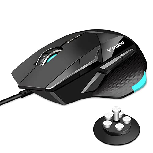 RAPOO VT900 Wired Gaming Mouse, 16K DPI Optical Sensor, IR Optical Gaming Mouse, Customize OLED Display Ergonomic Mouse, Onboard Memory with 10 Programmable Buttons, Adjustable Counter Weight, Black