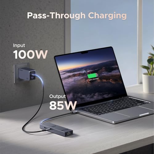 UGREEN Revodok Pro 6 in 1 USB C Hub Gigabit Ethernet Adapter 4K 60Hz HDMI | 100W PD Charging, 10Gbps USB A&C 3.2 Data Ports Compatible with MacBook Neo/Pro/Air, iPad, Steam Deck